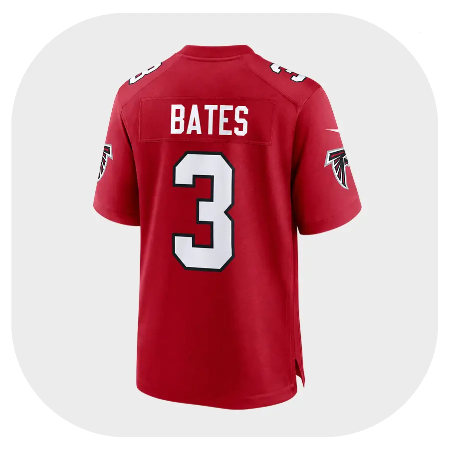 Jessie Bates Falcons Team Red Game Jersey - Back Look Jessie Bates Falcons Team Red Game Jersey Back Look