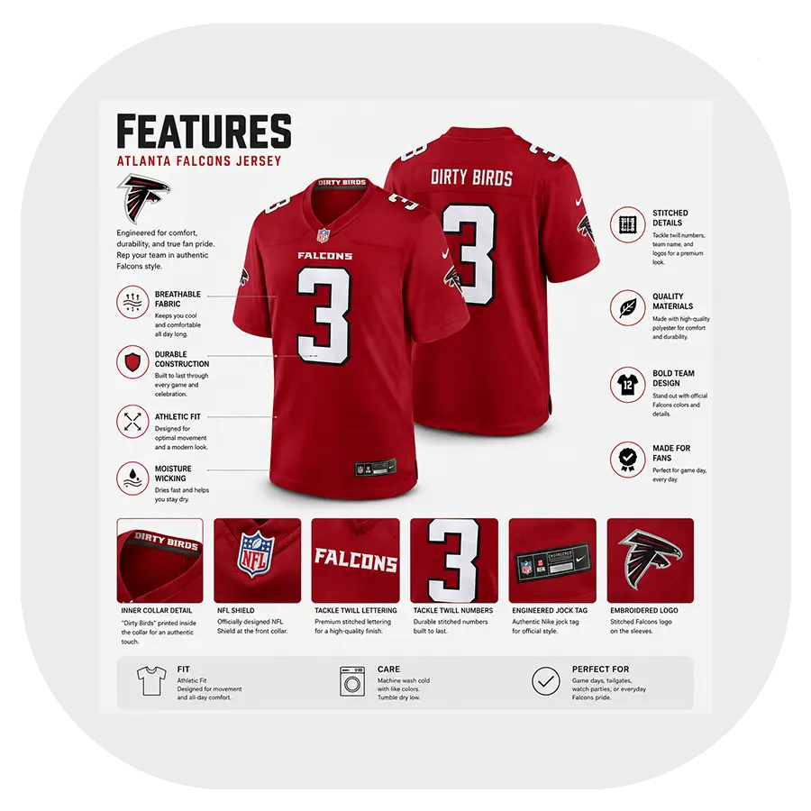 Jessie Bates Falcons Team Red Game Jersey - Details Jessie Bates Falcons Team Red Game Jersey Details