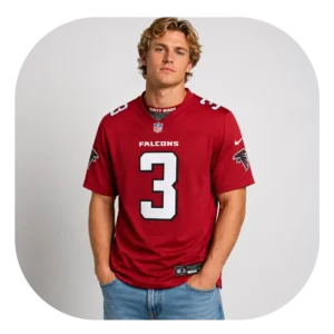 Jessie Bates Falcons Team Red Game Jersey Look