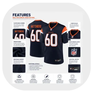 Luke Wattenberg Navy Game Jersey Details