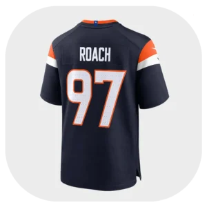 Malcolm Roach Broncos Navy Game Jersey Back Look