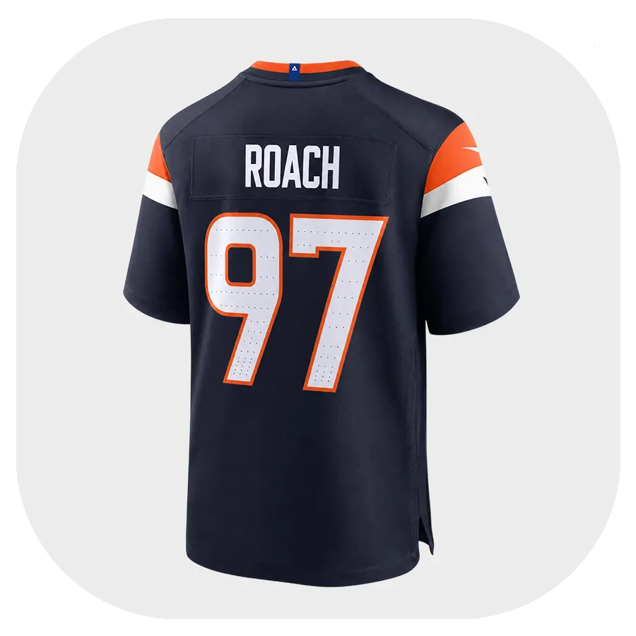 Malcolm Roach Broncos Navy Game Jersey - Back Look Malcolm Roach Broncos Navy Game Jersey Back Look
