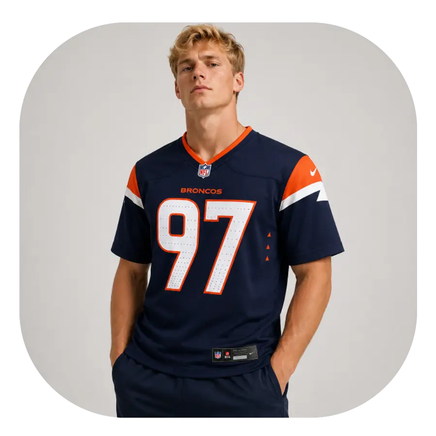 Malcolm Roach Broncos Navy Game Jersey - Look Malcolm Roach Broncos Navy Game Jersey Look