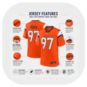 Malcolm Roach Broncos Team Orange Game Jersey Details