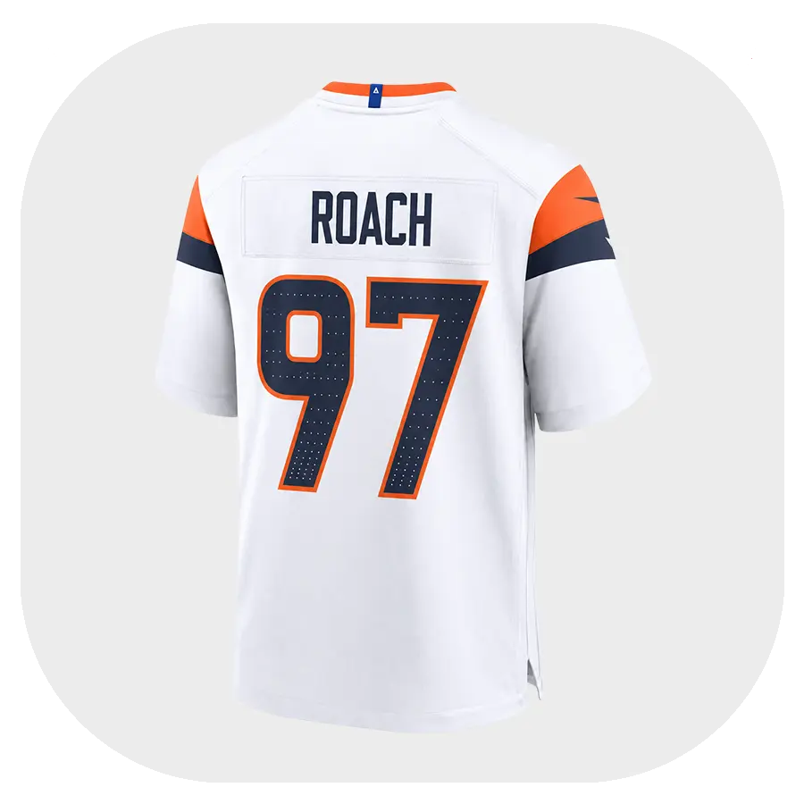 Malcolm Roach White Broncos Game Jersey - Back Look Malcolm Roach White Broncos Game Jersey Back Look