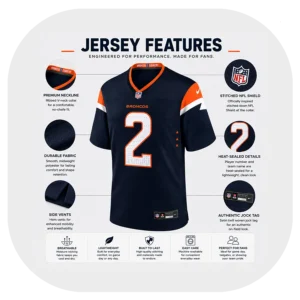 Patrick Surtain II Broncos Team Navy Game Jersey Details