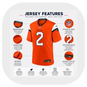 Patrick Surtain II Broncos Team Orange Game Jersey Details