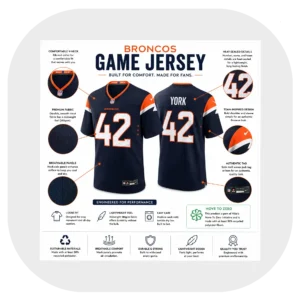 Taurean York Navy Broncos Team Game Jersey Details