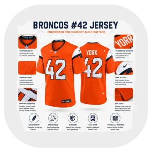 Taurean York Orange Broncos Team Game Jersey Details