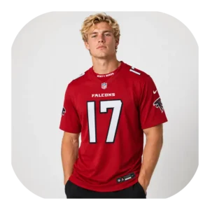 Zachariah Branch Falcons Red Game Jersey Look