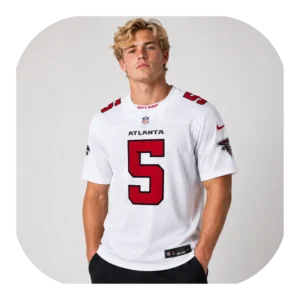 Zachariah Branch Falcons White Game Jersey Look
