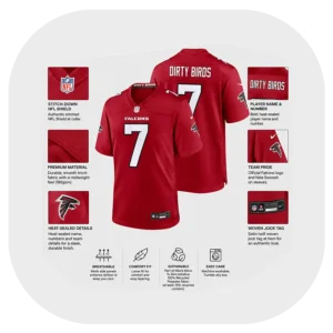 Bijan Robinson Falcons Red Game Jersey Details