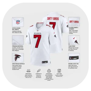 Bijan Robinson White Falcons Game Fan Jersey Details