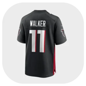 Jalon Walker Falcons Black Game Jersey Back Look