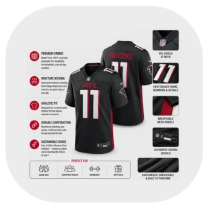 Jalon Walker Falcons Black Game Jersey Details