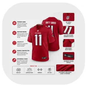 Jalon Walker Falcons Red Game Fan Jersey Details