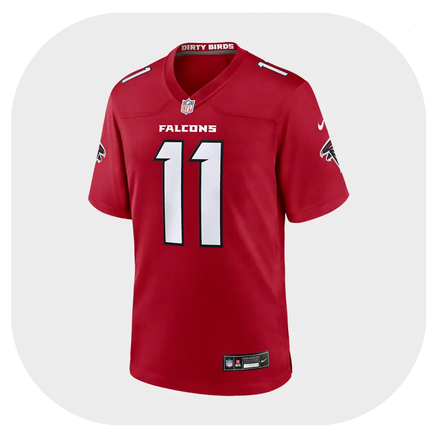 Jalon Walker Falcons Red Game Fan Jersey - Front Look Jalon Walker Falcons Red Game Fan Jersey Front Look