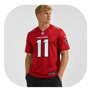 Jalon Walker Falcons Red Game Fan Jersey Look