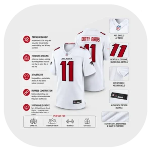 Jalon Walker Falcons White Game Jersey Details