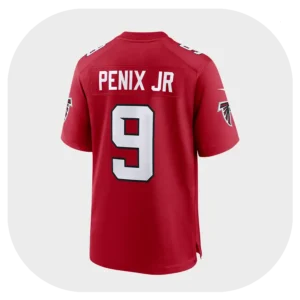 Michael Penix Jr Falcons Red Game Jersey Back View