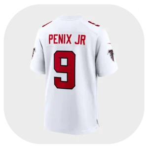 Michael Penix Jr Falcons White Game Jersey Back View