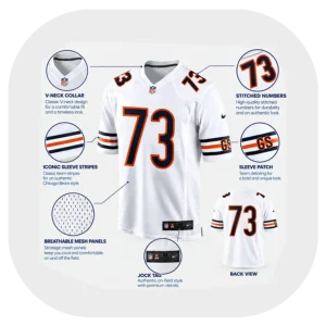 Jonah Jackson Bears Game Team White Jersey Details Look