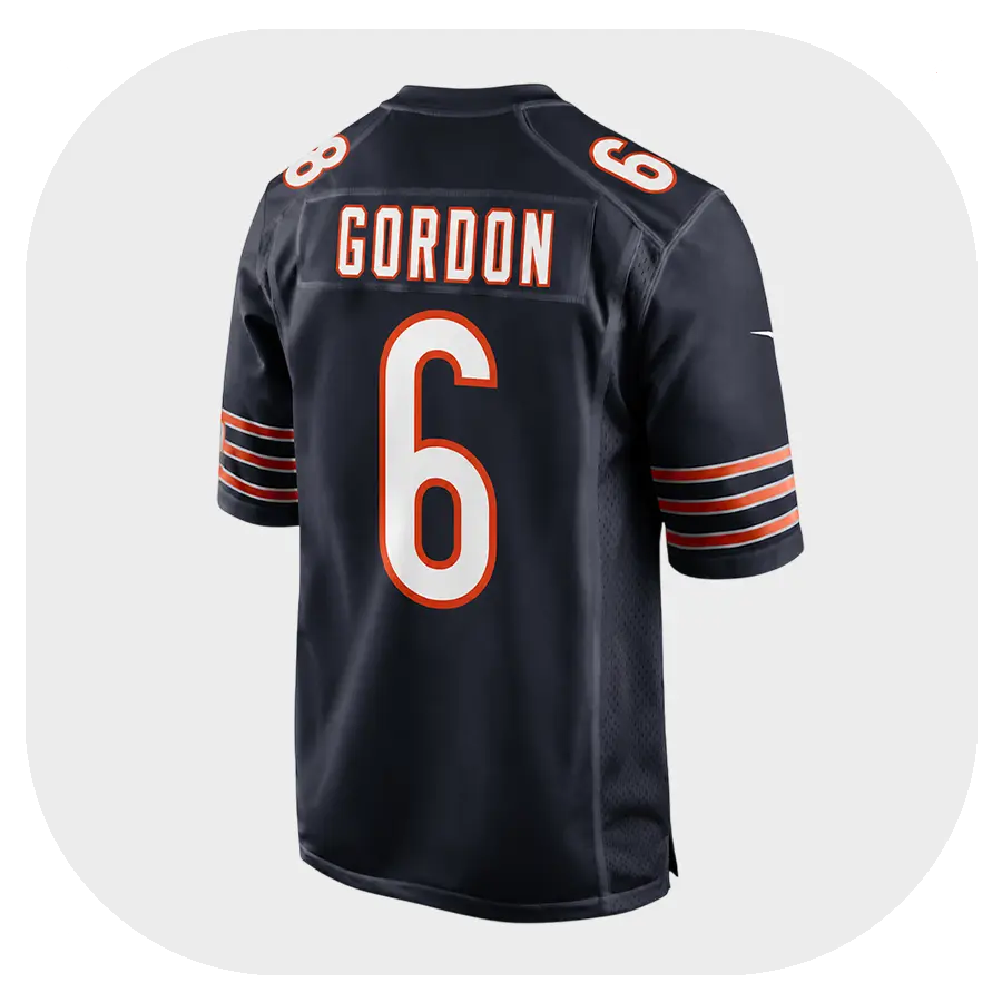 Kyler Gordon Bears Game Team Navy Jersey Back Look Kyler Gordon Bears Game Team Navy Jersey Back Look