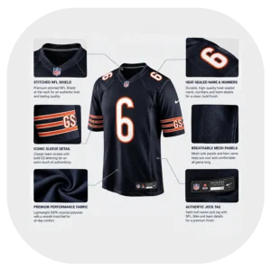 Kyler Gordon Bears Game Team Navy Jersey Details