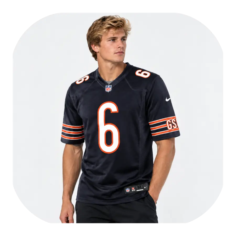 Kyler Gordon Bears Game Team Navy Jersey Look Kyler Gordon Bears Game Team Navy Jersey Look