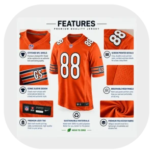 Stephen Carlson Bears Team Orange Game Jersey Details