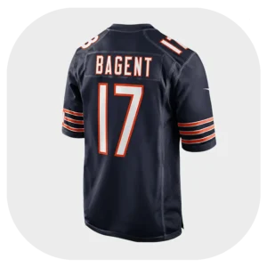 Tyson Bagent Bears Nike Team Navy Game Jersey Back Look