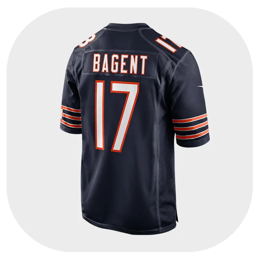 Tyson Bagent Bears Nike Team Navy Game Jersey Back Look Tyson Bagent Bears Nike Team Navy Game Jersey Back Look