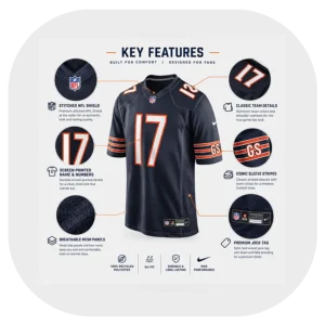 Tyson Bagent Bears Nike Team Navy Game Jersey Details