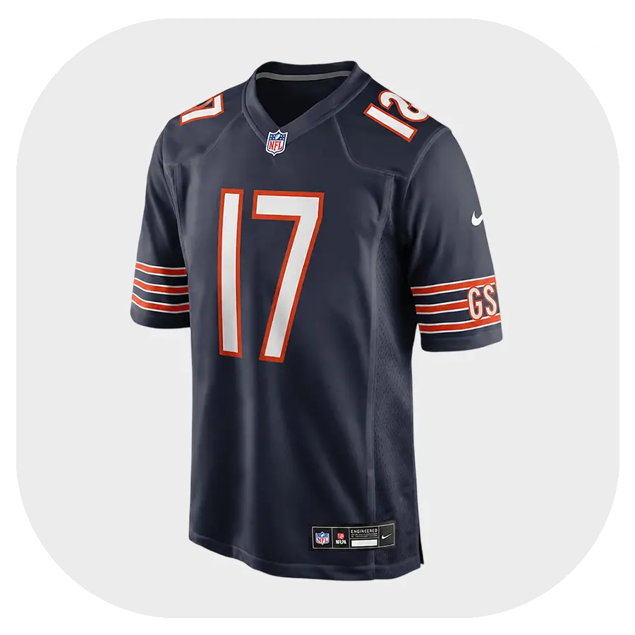 Tyson Bagent Bears Nike Team Navy Game Jersey Front Look Tyson Bagent Bears Nike Team Navy Game Jersey Front Look