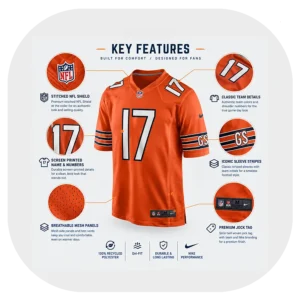 Tyson Bagent Bears Team Orange Game Jersey Details