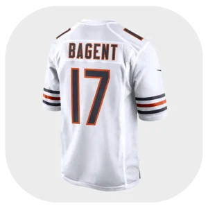 Tyson Bagent Bears Team White Game Jersey Back Look
