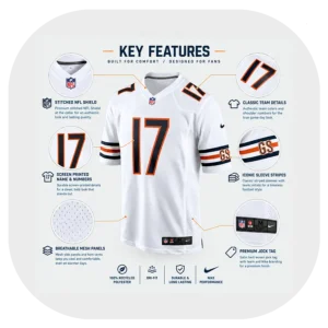 Tyson Bagent Bears Team White Game Jersey Details