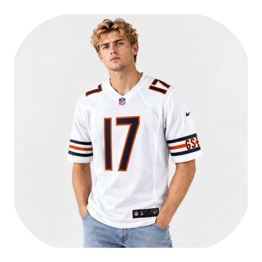 Tyson Bagent Bears Team White Game Jersey Look Tyson Bagent Bears Team White Game Jersey Look