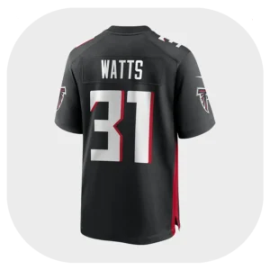Xavier Watts Falcons Black Game Jersey Back Look