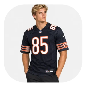 Cole Kmet Bears Game Team Navy Jersey Look