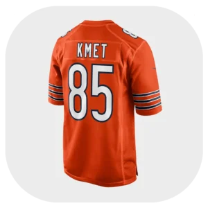 Cole Kmet Bears Game Team Orange Jersey Back Look
