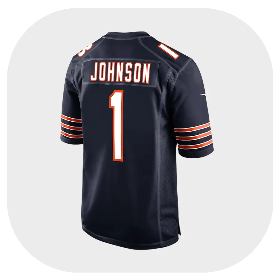 Jaylon Johnson Bears Game Team Navy Jersey - Back Look Jaylon Johnson Bears Game Team Navy Jersey Back Look