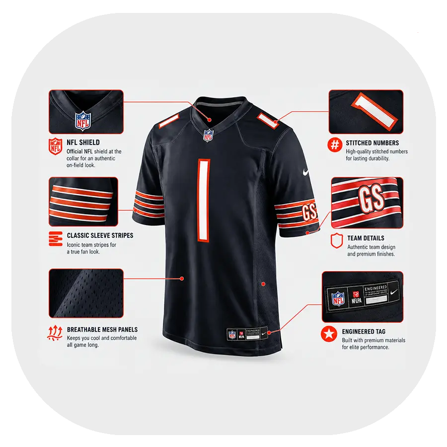 Jaylon Johnson Bears Game Team Navy Jersey - Details Jaylon Johnson Bears Game Team Navy Jersey Details