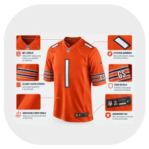 Jaylon Johnson Bears Game Team Orange Jersey Details